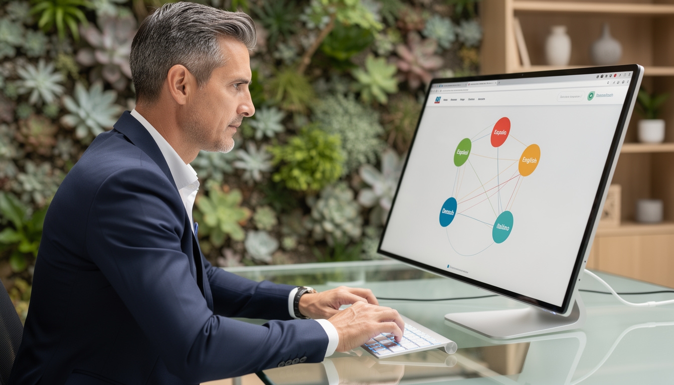 Sitio web turístico multilingüe con configuración hreflang en pantalla